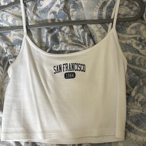 Brandy Melville White San Francisco 1984 Crop Top